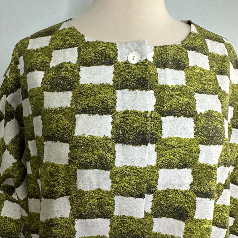 Unknown Brand Green Grass Checkered Print Oversized Kaftan Poncho Dress O/S - Picture 6 of 14
